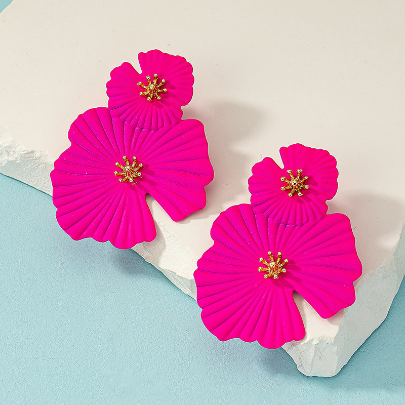 Acrylic candy colored exaggerated flower earrings MIC-AYN025