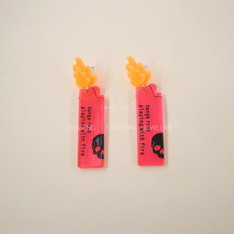 Acrylic Halloween Colorful Flame Earrings (Minimo de Compra 3) MIC-OuG072