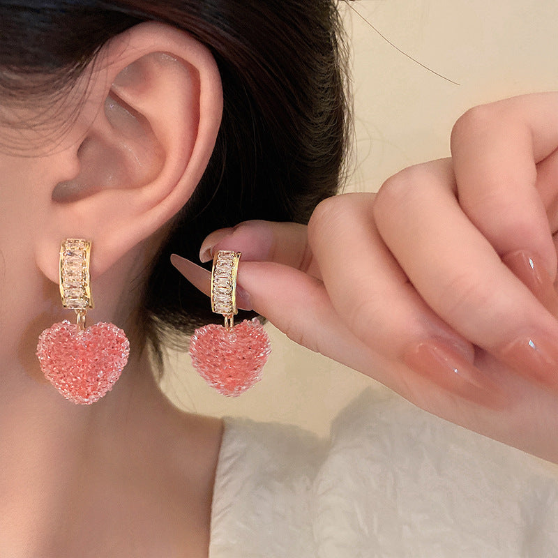 Alloy Pink Love Flower Earrings (Minimo de compra 2) MIC-FengM011