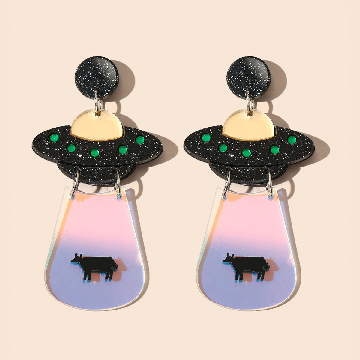 Acrylic spacecraft earrings (Minimo de compra 2) MIC-GanL003