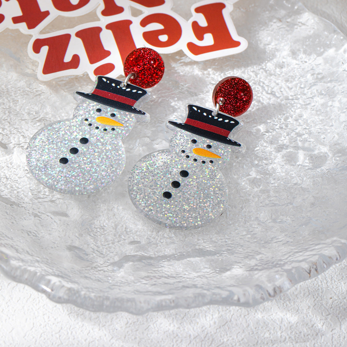 Alloy Christmas Cute Christmas Snowman Earrings MIC-MDD192