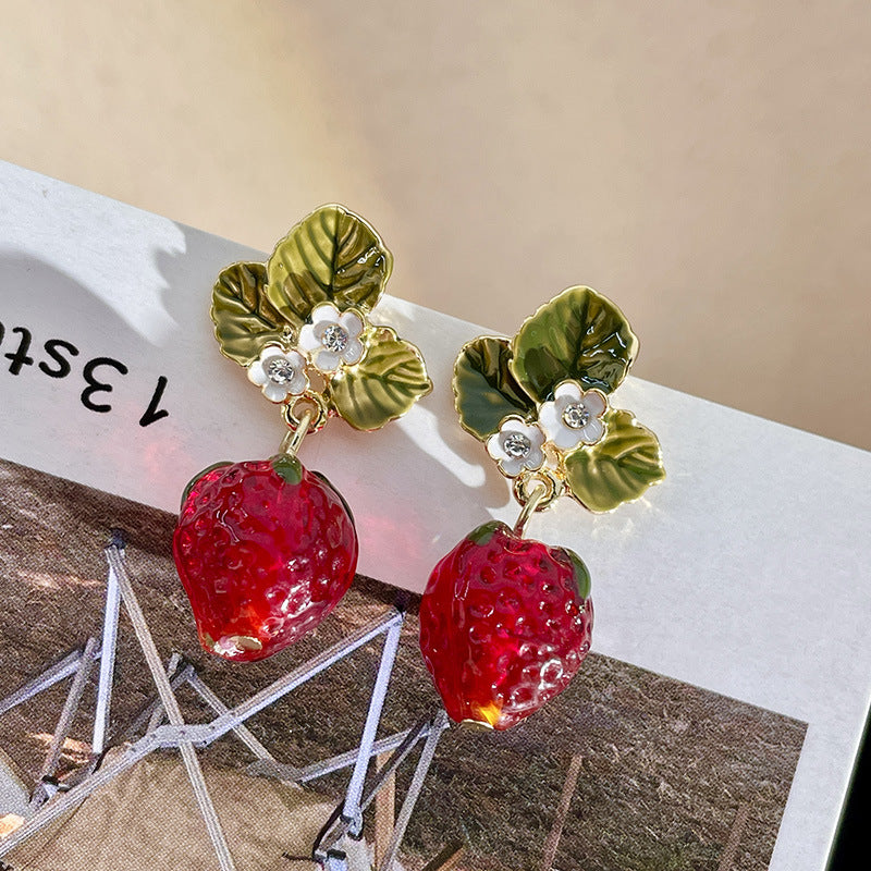 Alloy Fruit Strawberry Earrings MIC-DieD008