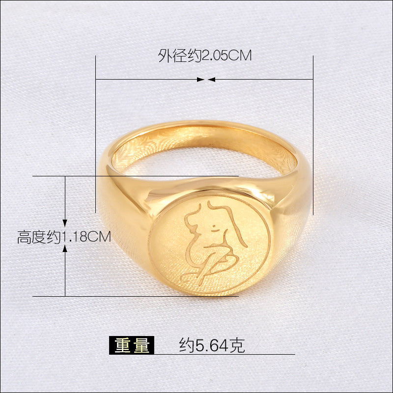 Stainless steel gold-plated badge seal ring MYA-YHZX012