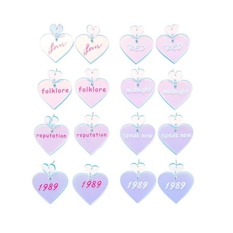 Alloy laser heart-shaped earrings MIC-JiaY021