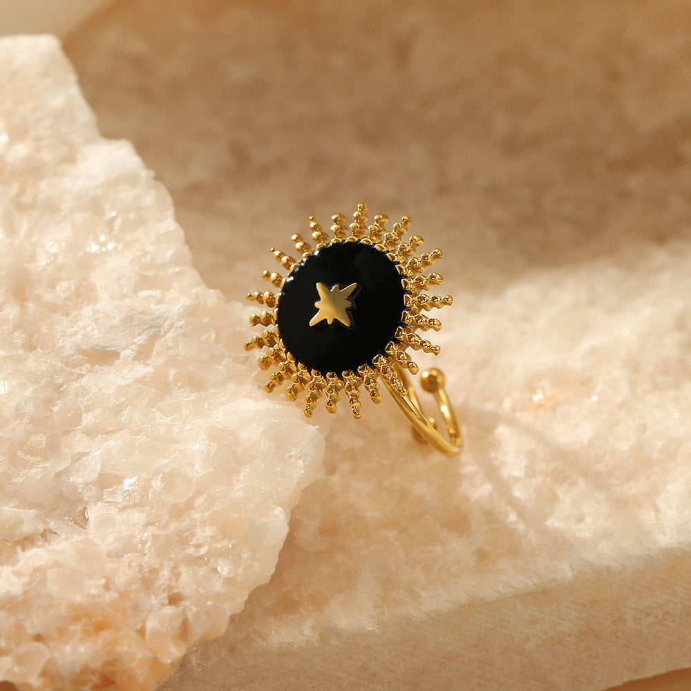 Gold Plated Stainless Steel Sunflower Ring （Minimo de compra 2） MYA-chenH009