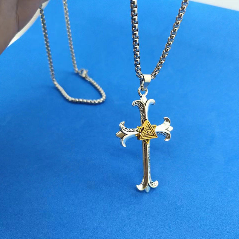 Stainless steel diamond studded cross necklace (Minimo de Compra 2)  MYA-ZhongR003