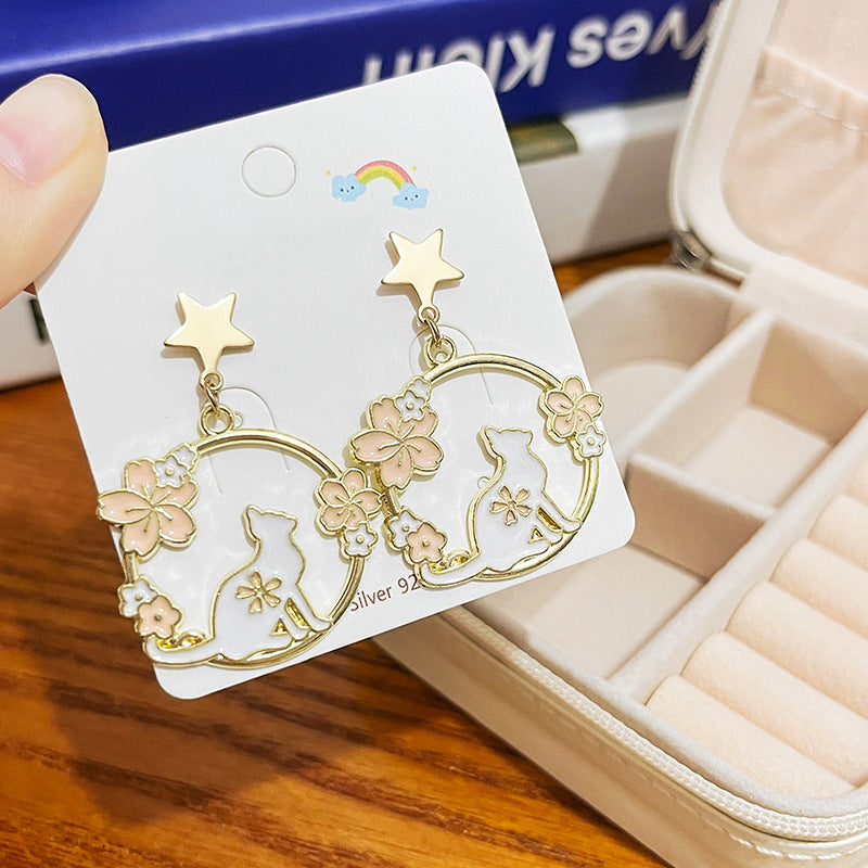 Alloy panda cat earrings MIC-HongC011