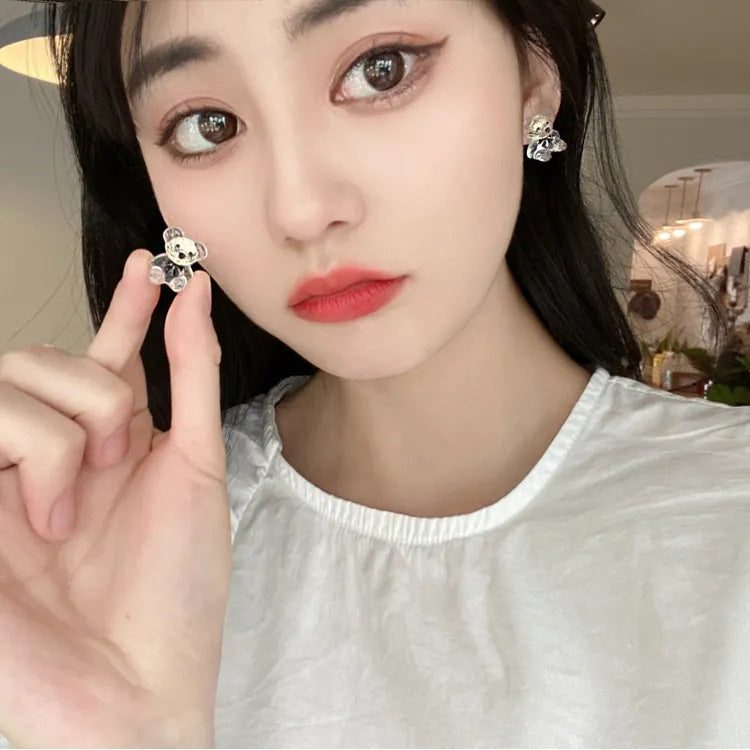 Alloy transparent bear earrings MIC-XiM007