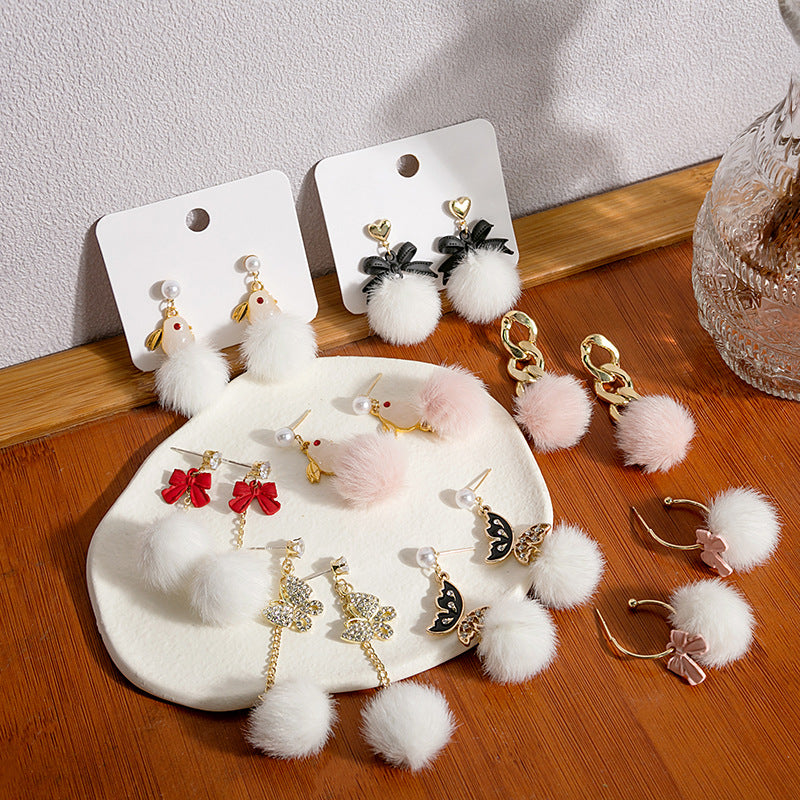 Alloy bow rabbit earrings MIC-HongC019