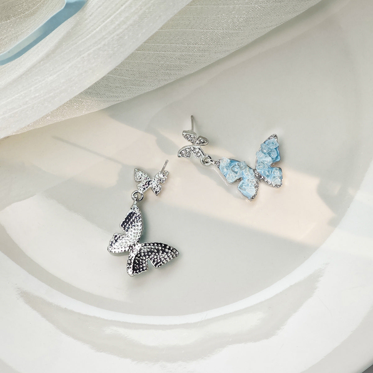 Alloy Fresh Blue Butterfly Earrings MIC-MDD167