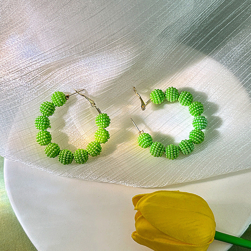 Alloy candy colored beaded circular earrings MIC-MDD130