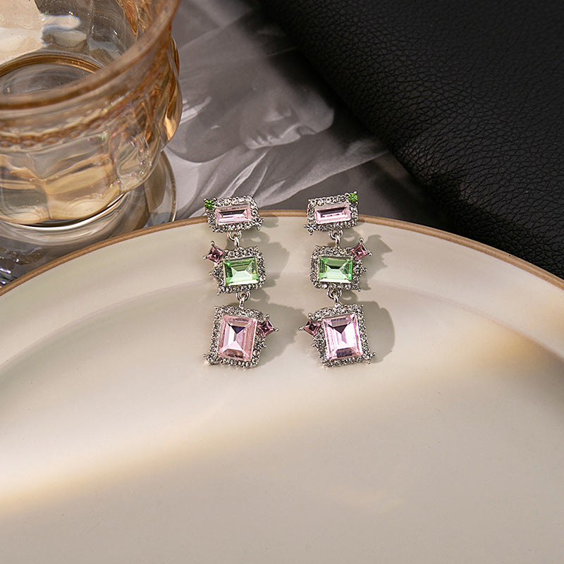 Alloy pink heart-shaped earrings MIC-MDD147