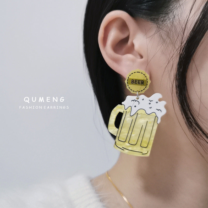 Acrylic beer glass champagne earrings (Minimo de Compra 2) MIC-QingM015