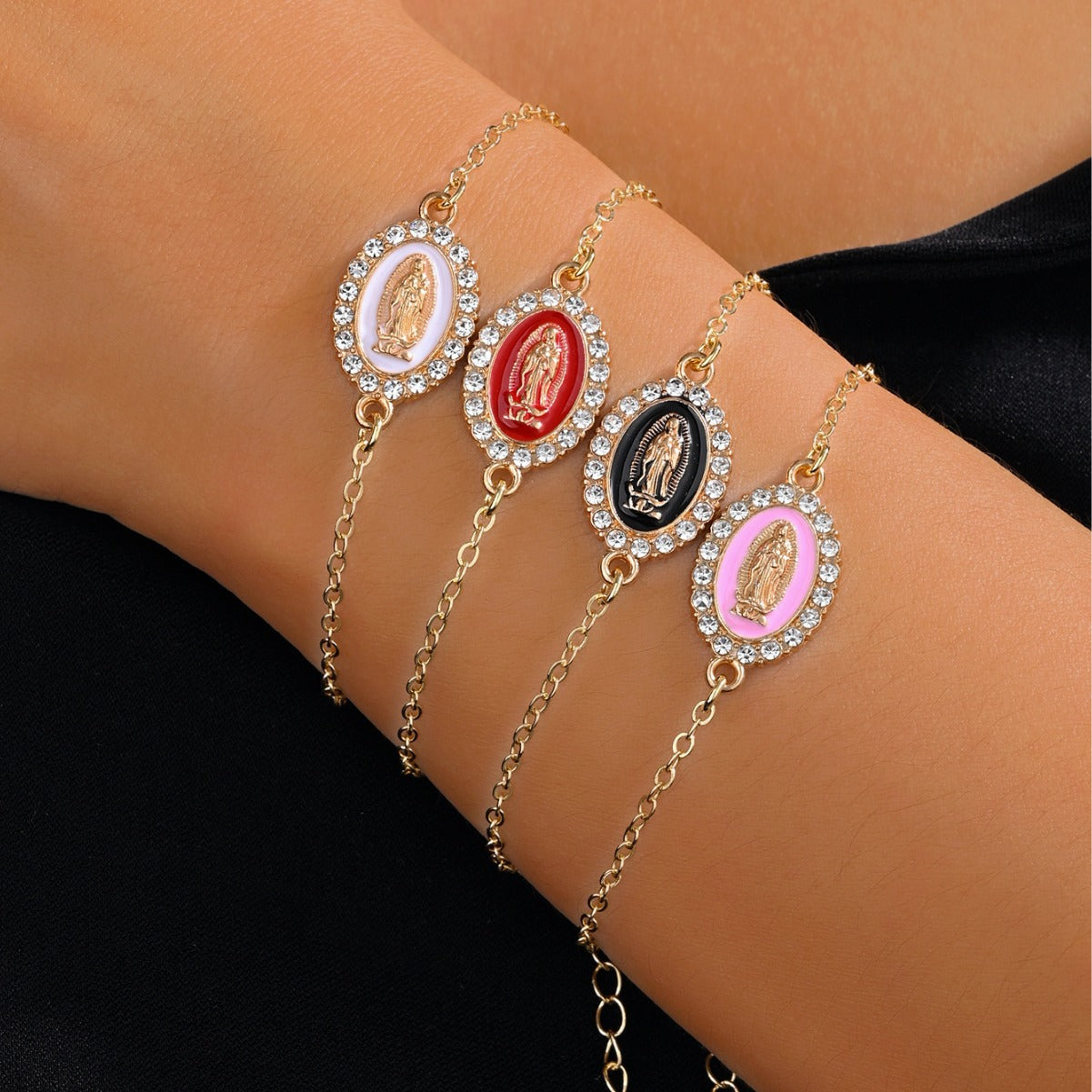 Alloy Diamond Drip Glazed Madonna Bracelet (Minimo de Compra 2) MIC-LeM001