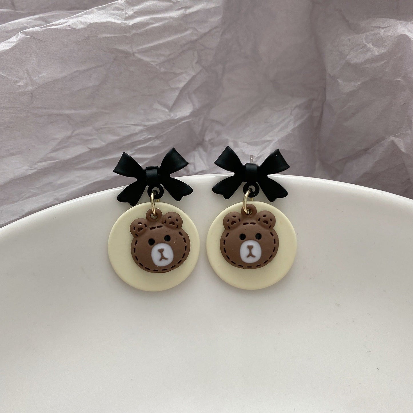 S925 Silver Needle Curry Bear Earrings MIC-KGG005