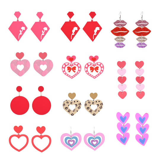 Acrylic Red Love Earrings (Minimo de Compra 2) MIC-ChouT041