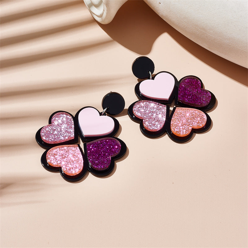 Acrylic splicing Four-leaf clover earrings MYA-XiY011