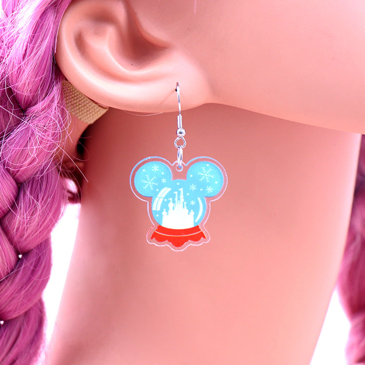 Acrylic Castle Crystal Ball Earrings (Minimo de compra 5) MIC-XiaoY032