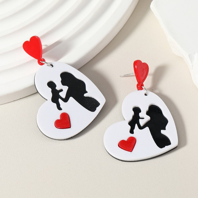 Acrylic Love Black and White Earrings MIC-KaiQ020