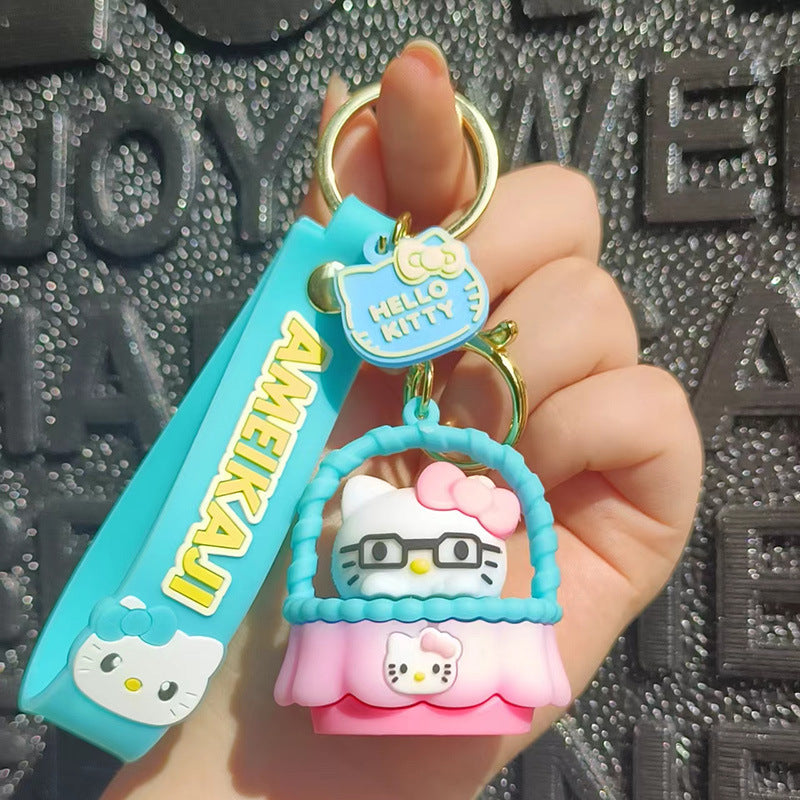 PVC cartoon basket cat keychain MIC-FeiR009