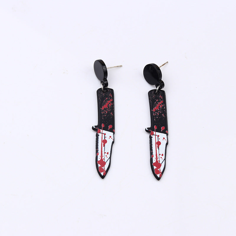 Acrylic Halloween Blood Knife earrings (Minimo de Compra 2) MIC-DuA040