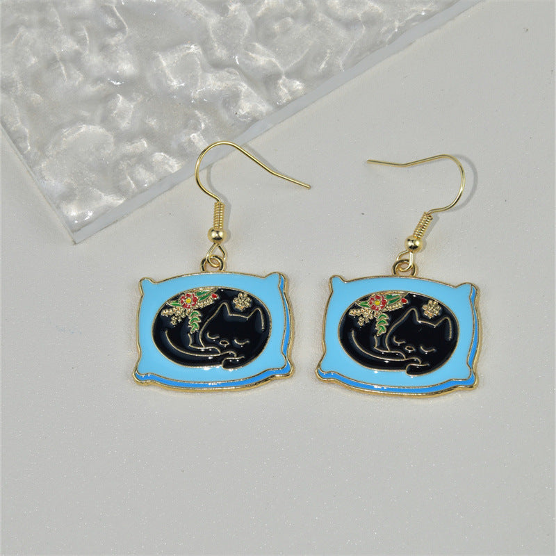 Alloy Love Couple Cat Earrings (Minimo de compra 2) MIC-KuL003