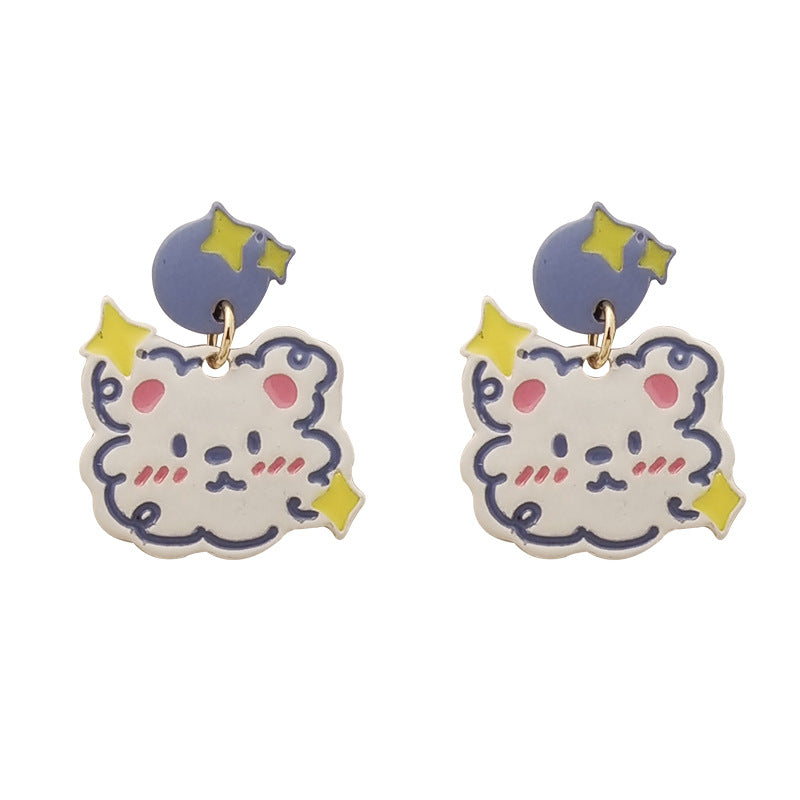 Alloy color contrast oil dripping little bear earrings (Minimo de Compra 2) MIC-BLD045