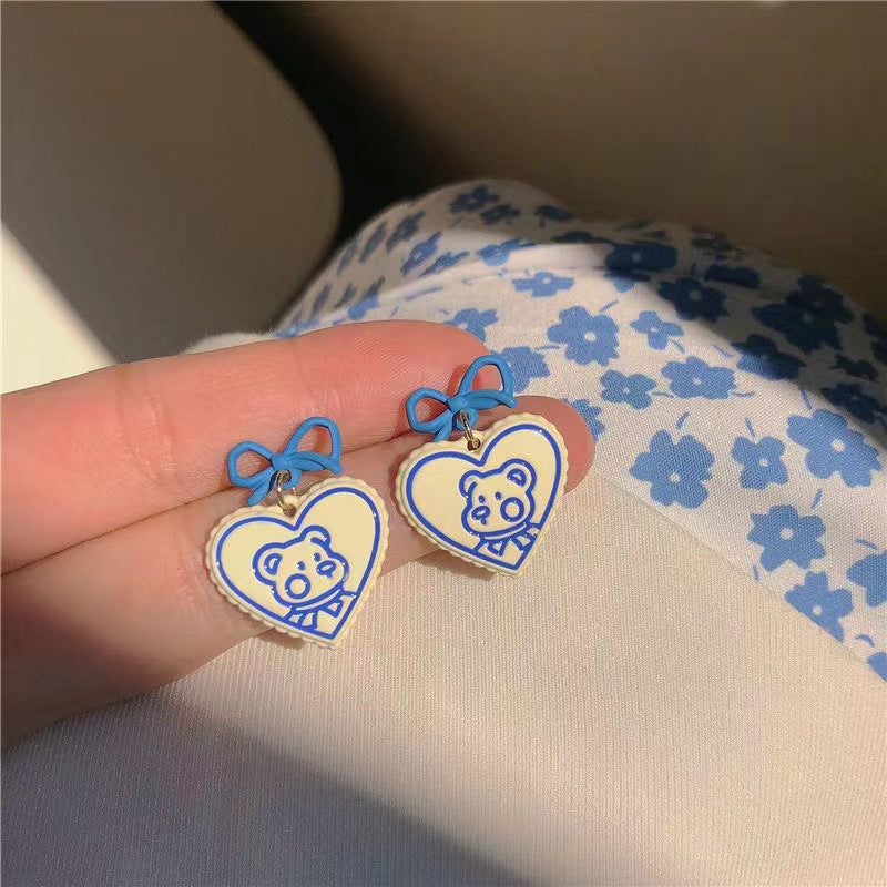 Asymmetric blue alloy earrings MIC-YinXin007