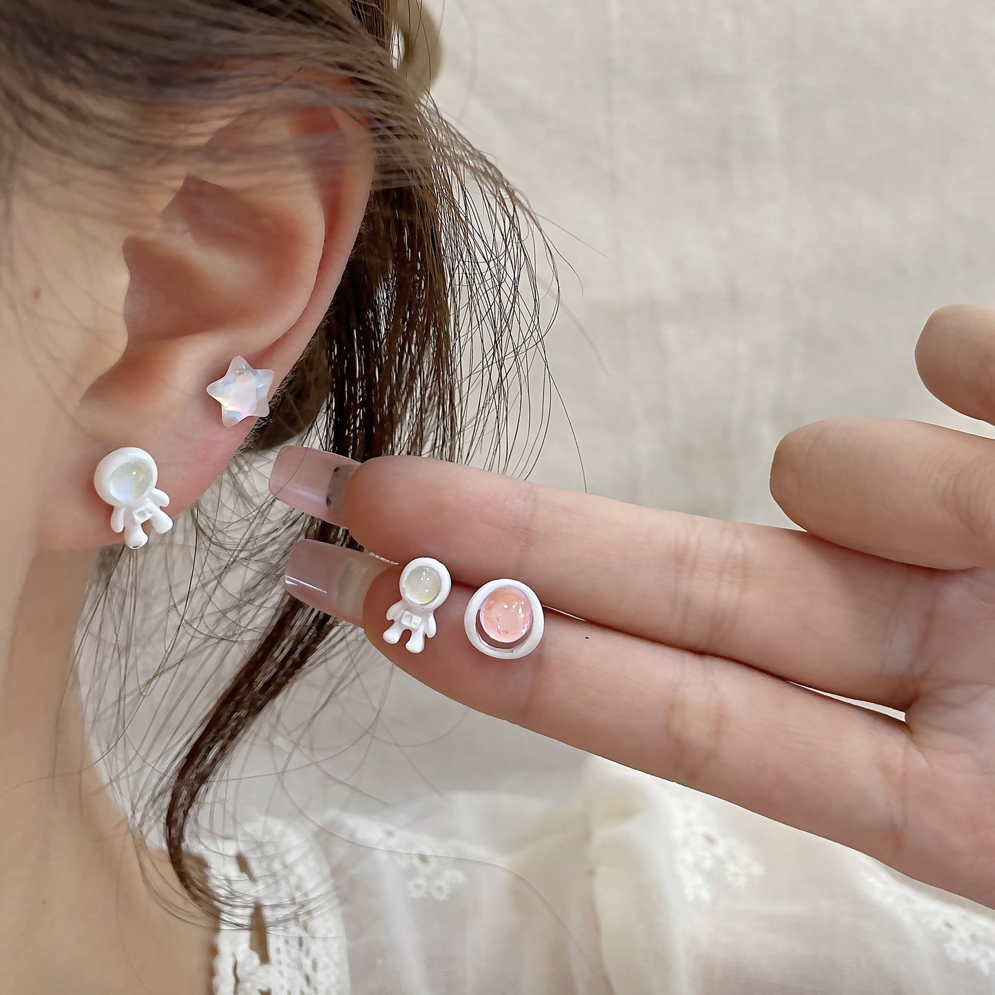 Alloy cartoon cute astronaut earrings (Minimo de Compra 2) MIC-ShuangX012