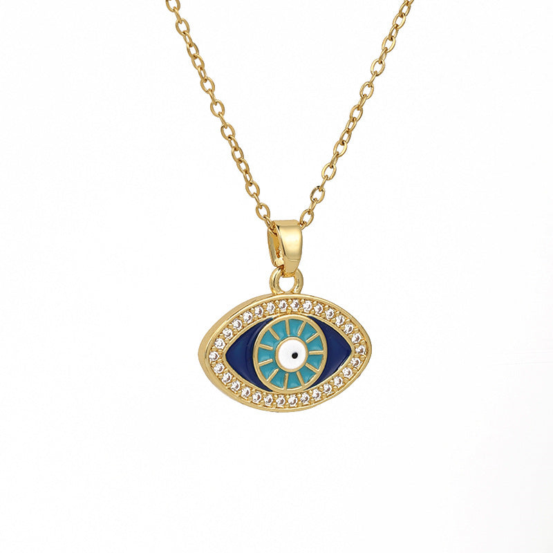 Stainless Steel Evil Eye Oval Necklace MYA-QingR023