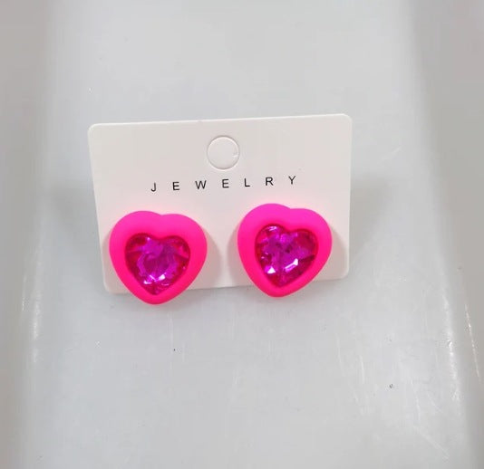 Alloy studded diamond flower heart-shaped earrings MIC-ShangH015