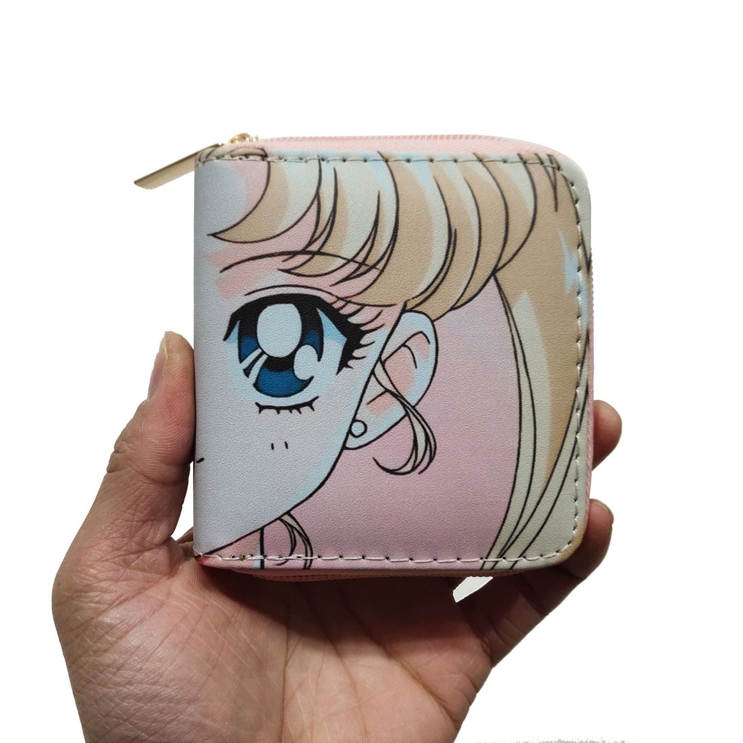 Wallet PU Leather Anime Peripheral Cartoon Girl Zipper Small Wallet (M) DengXin019