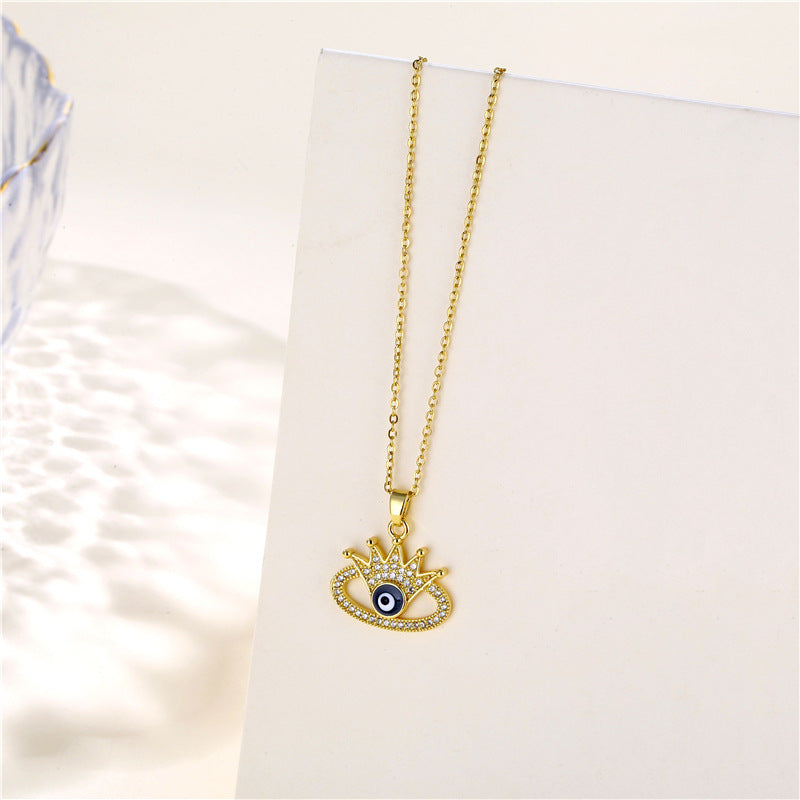 Necklace Stainless Steel Diamond Zircon Devil Eye QR002