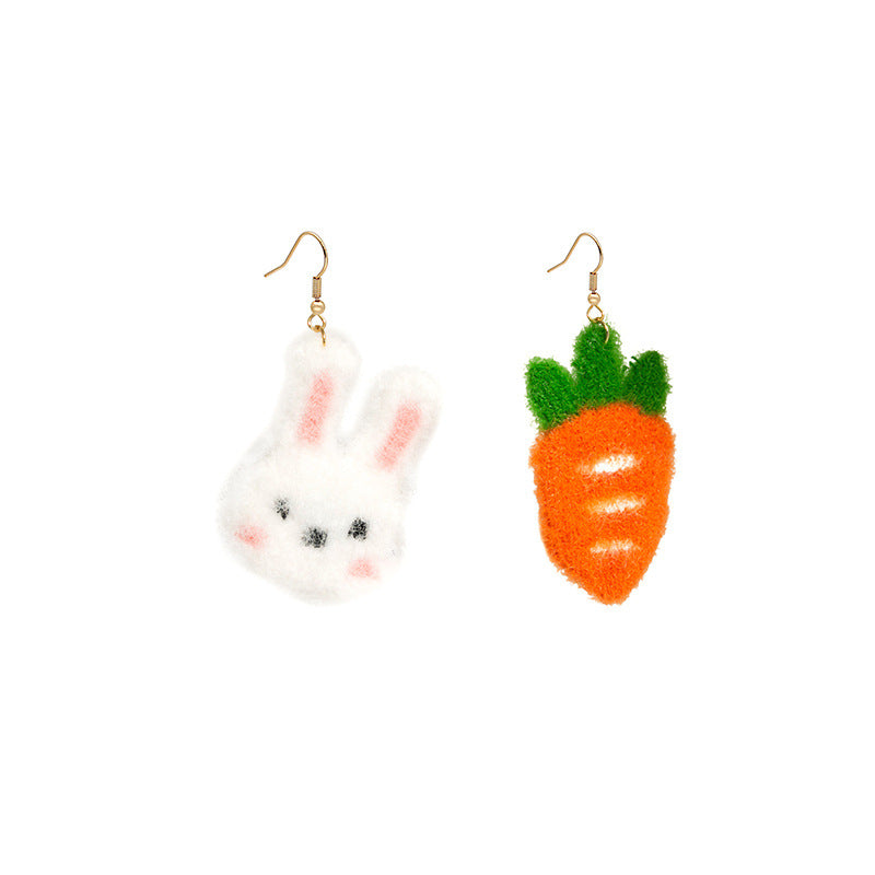 Alloy Asymmetric Rabbit Carrot Earrings MIC-MDD129