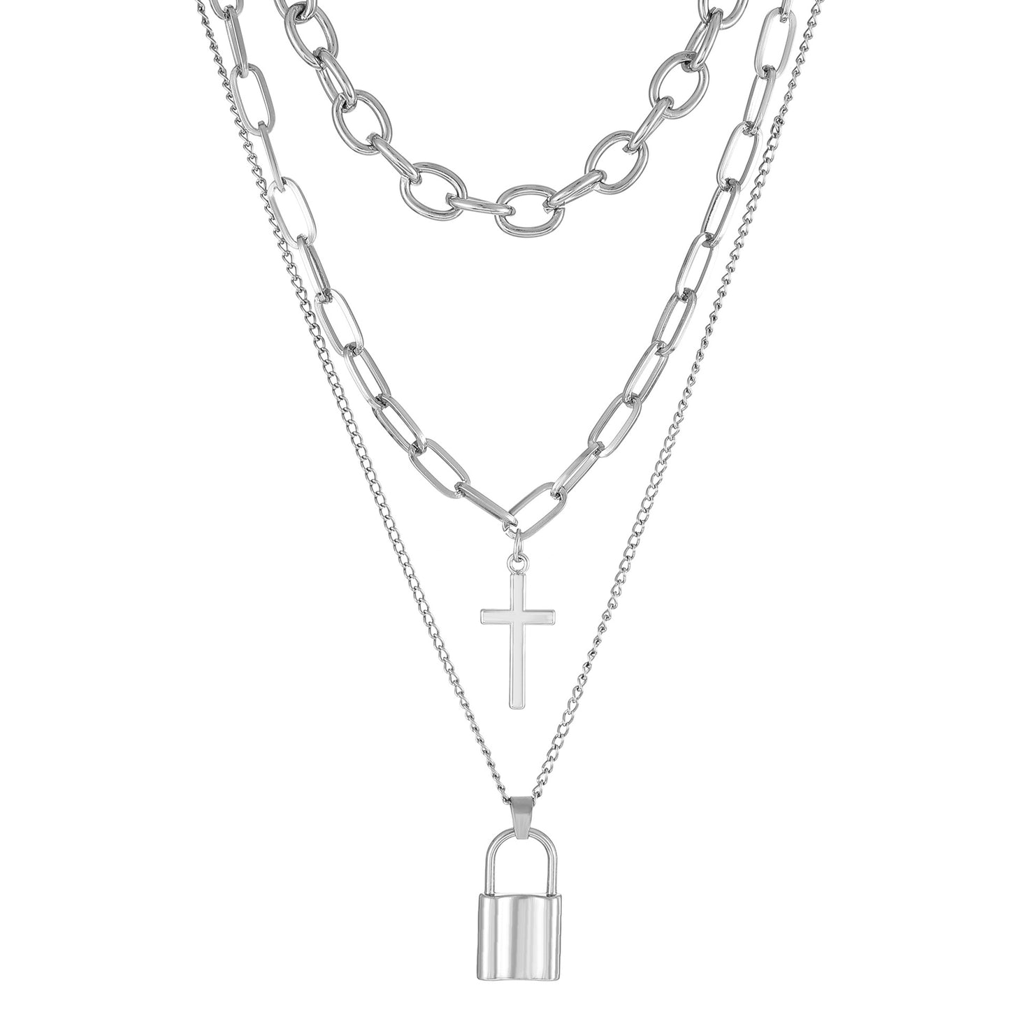 Alloy Pearl Cross Necklace MIC-MiaoY049