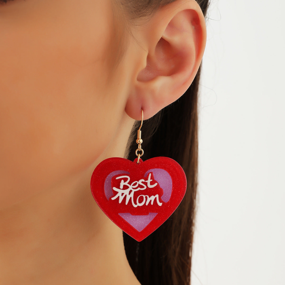 Acrylic Heart Letter Earrings (Minimo de Compra 5) MIC-DaiW014