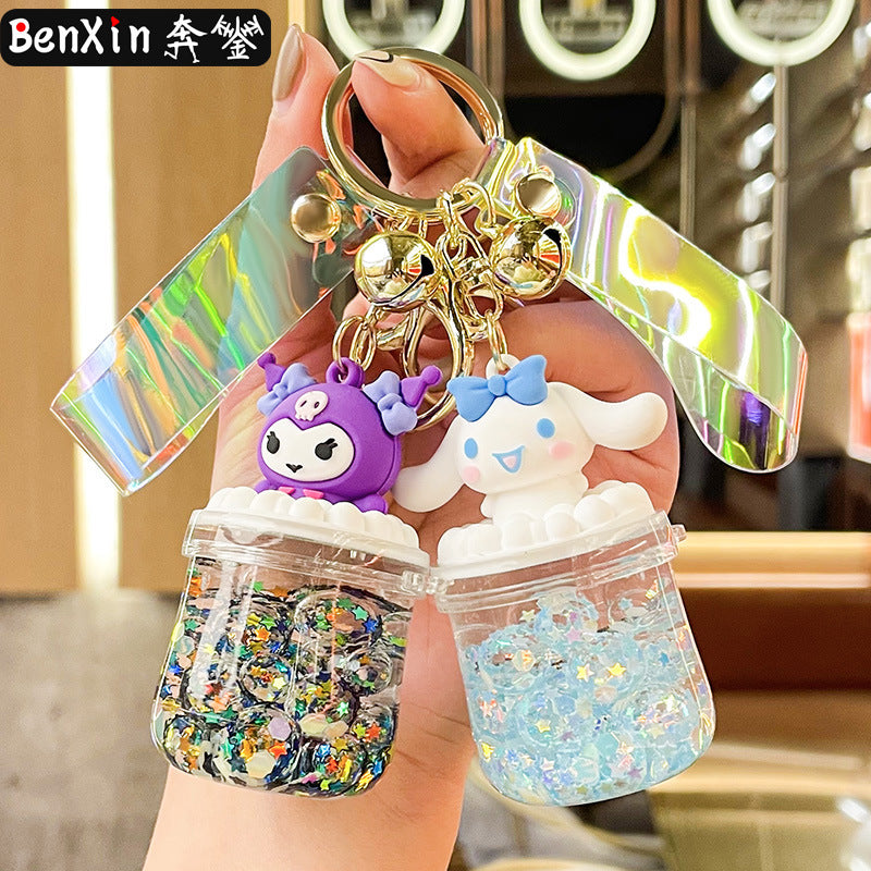 PVC new quicksand bottle cartoon keychain MIC-BenX001