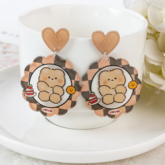 Alloy cartoon cute little bear earrings (Minimo de Compra 3) MIC-YouY031