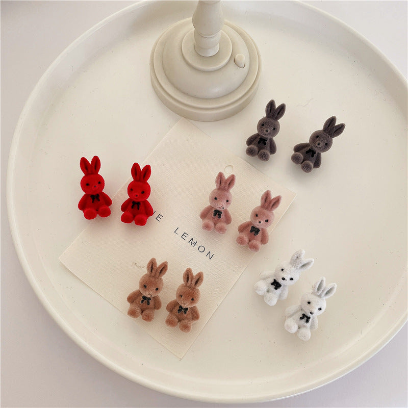 Alloy plush cute little rabbit earrings MIC-BeiL033