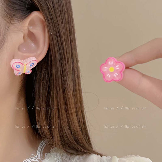 Alloy cartoon butterfly flower earrings (Minimo de Compra 2) MYA-HanY024