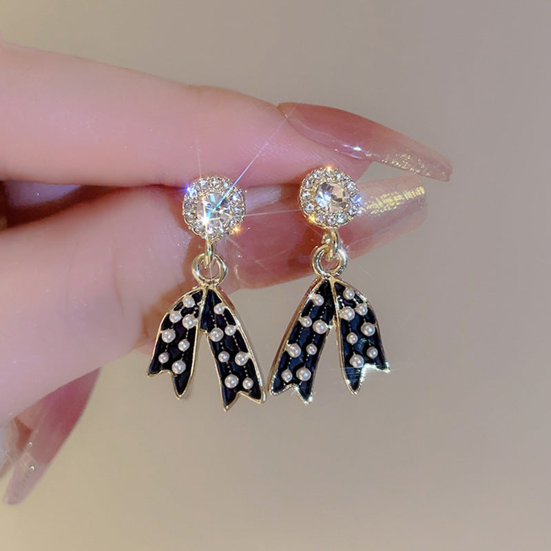 Alloy black bow earrings MYA-DongJ006