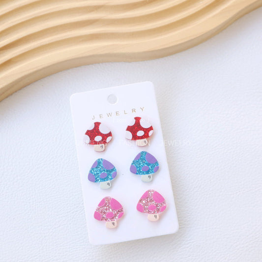 Alloy acrylic mushroom three piece set earrings MIC-OuG123