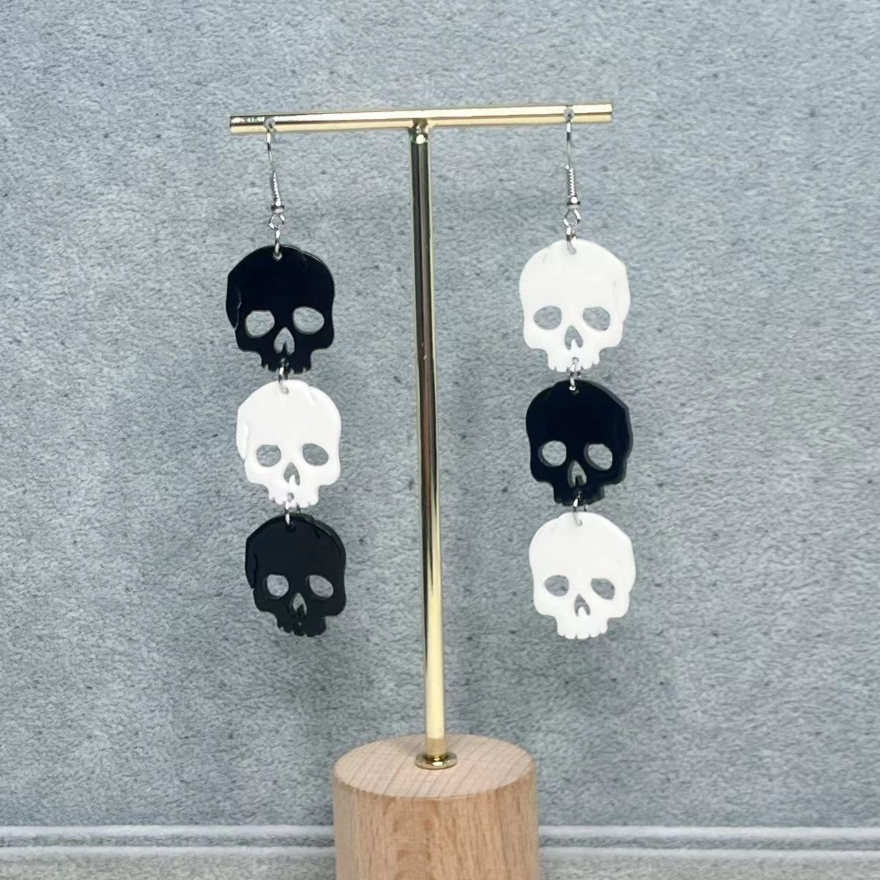 Acrylic Halloween Skull Earrings (Minimo de Compra 2) MYA-JiuT014