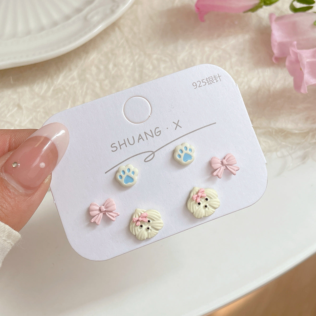 Alloy small fresh cartoon three piece earring set MIC-ShuangX048