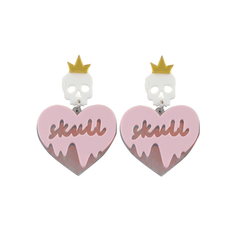 Acrylic Crown Skull Head Earrings (Minimo de Compra 2) MIC-QingM027