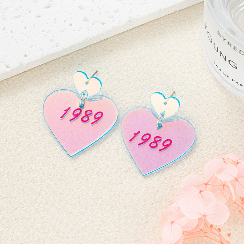 Alloy laser heart-shaped earrings MIC-JiaY021