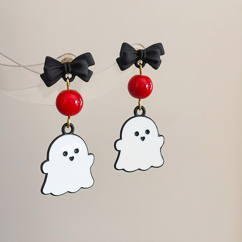 Alloy Black Bow Ghost Earrings MYA-ChuY002