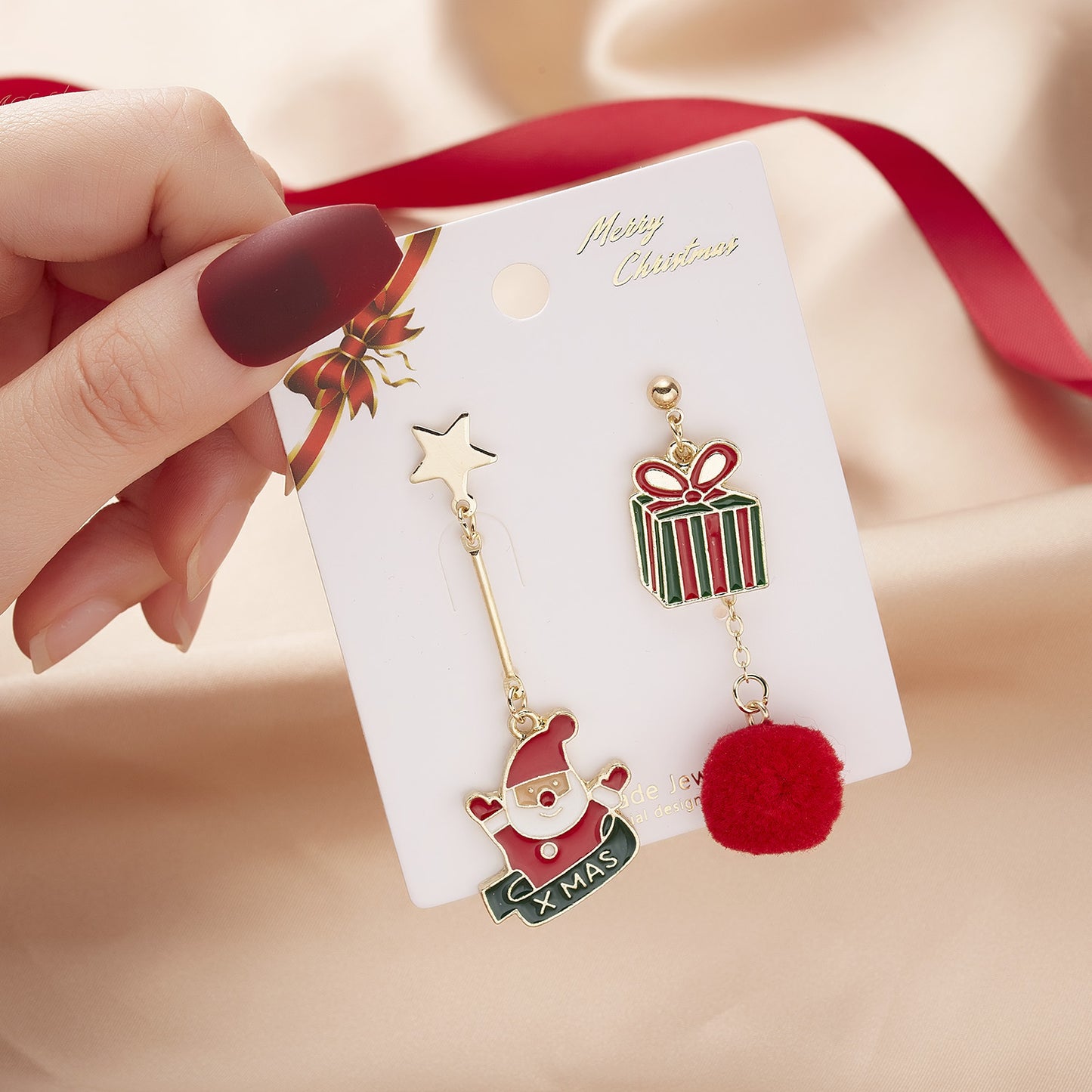 Alloy Santa Claus Bell Snowflake Earrings (Minimo de Compra 2)  MIC-JueH009