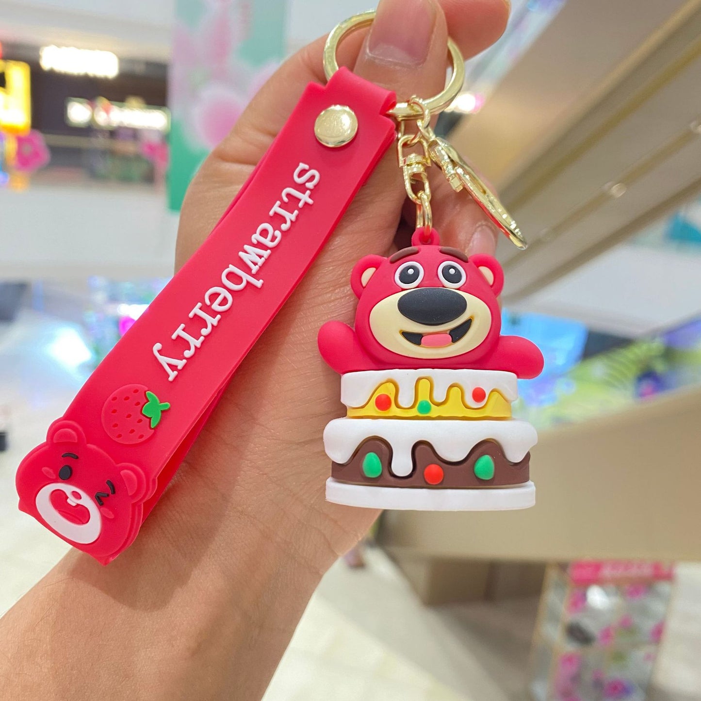 PVC Greedy Strawberry Bear Cartoon Keychain (Minimo de Compra 2) MIC-PengY025