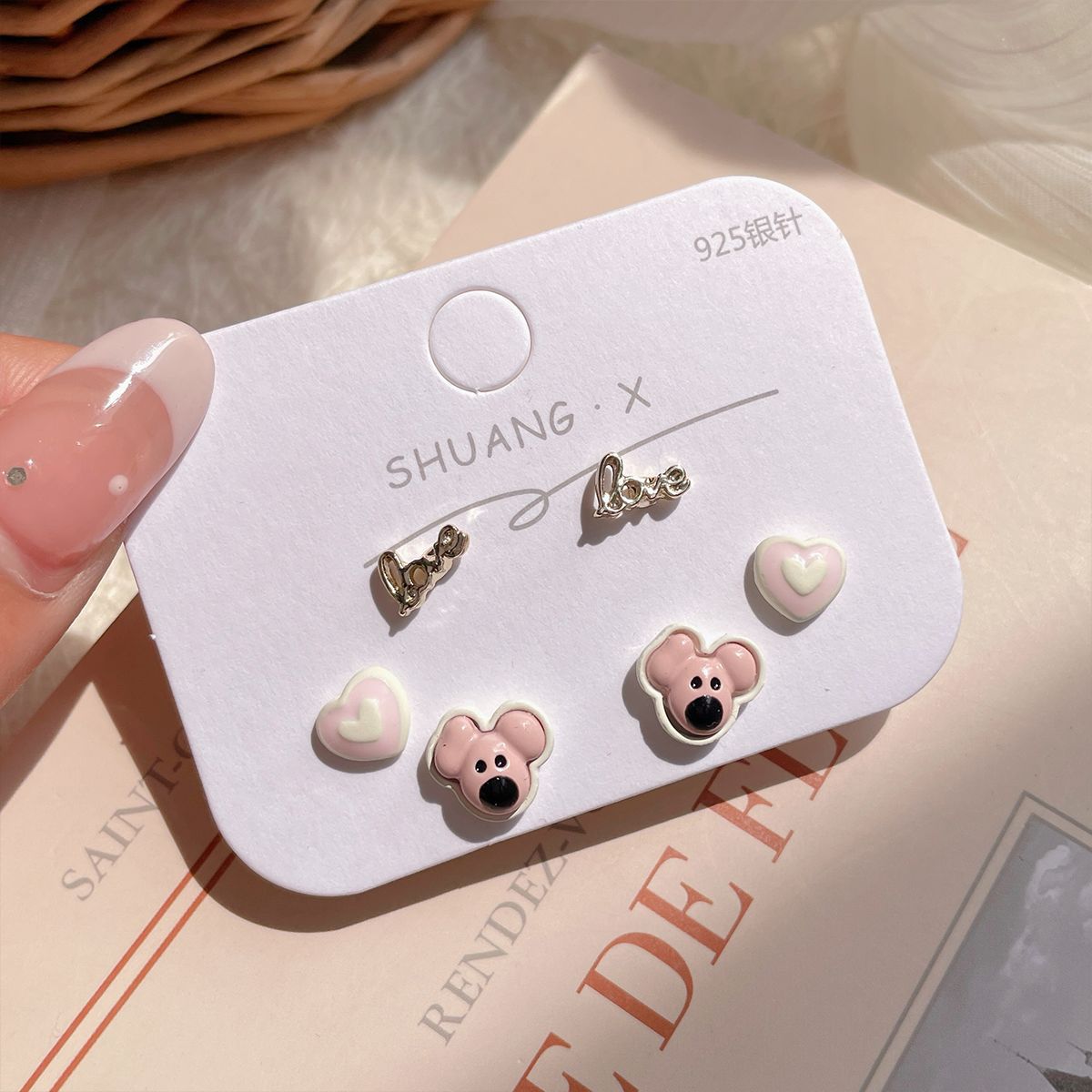 Alloy small fresh cartoon three piece earring set MIC-ShuangX048